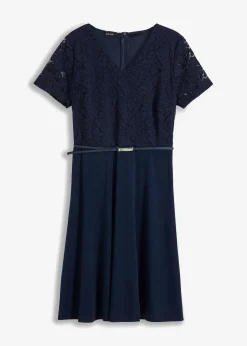 Minikleid mit Spitze und Gürtel