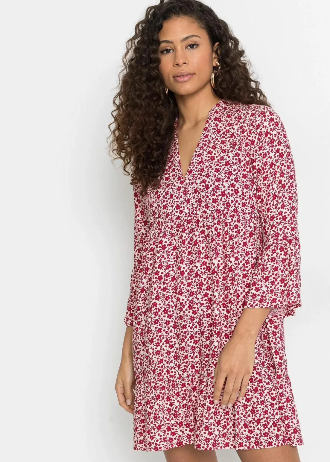 Minikleid mit Volants aus fließender Viskose