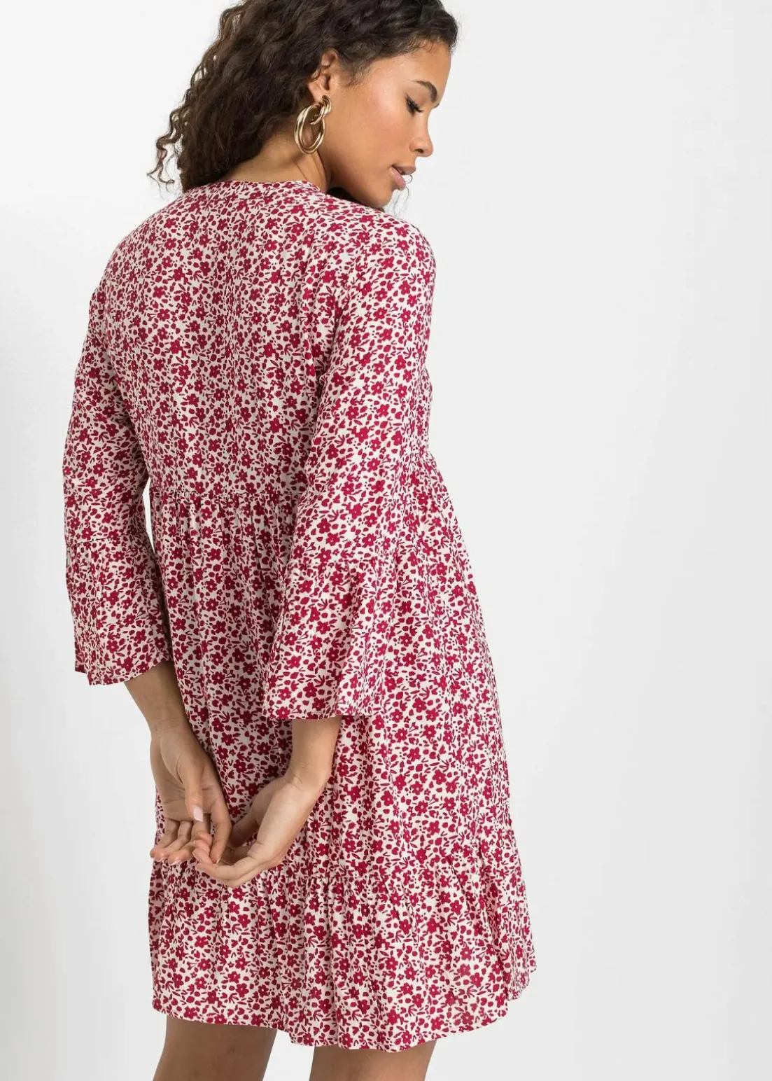 Minikleid mit Volants aus fließender Viskose