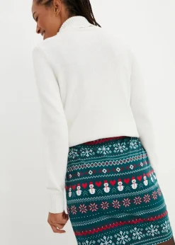 Minirock mit Norwegermuster aus Baumwoll-Elasthan-Mix