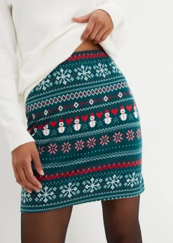 Minirock mit Norwegermuster aus Baumwoll-Elasthan-Mix