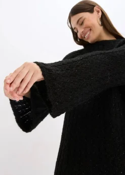 Mini-Strickkleid mit Satin-Schleife und leichter Transparenz