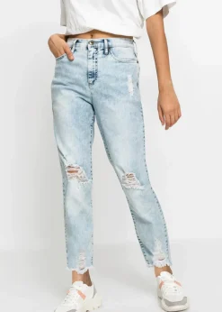 Mom-Jeans High Waist mit Destroy-Effekten