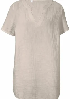 Musselin Long-Tunika aus reiner Baumwolle