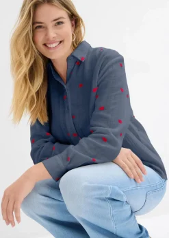 Musselin-Bluse mit Herzen