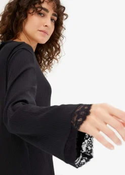 Nachthemd aus Rippe mit Spitze