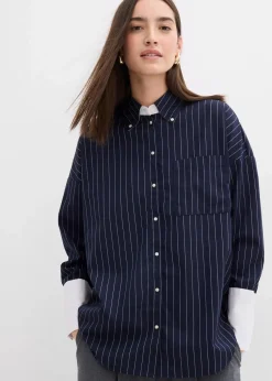 Nadelstreifenbluse aus Viskose-Mix