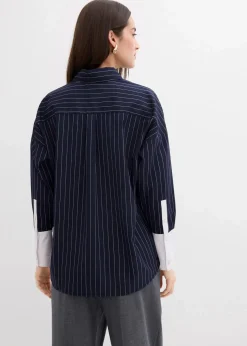 Nadelstreifenbluse aus Viskose-Mix