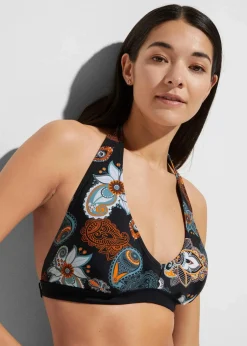 Neckholder-Bikinioberteil mit tiefem Ausschnitt