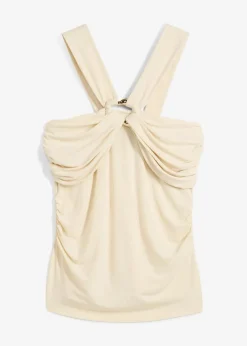 Neckholder-Top mit gehämmerter Deko-Schnalle