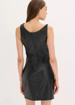 Offshoulder Minikleid in Lederimitat