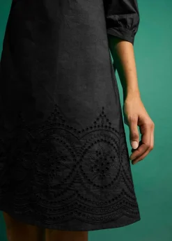 Off-Shoulder-Kleid aus reiner Baumwolle mit Lochstickerei