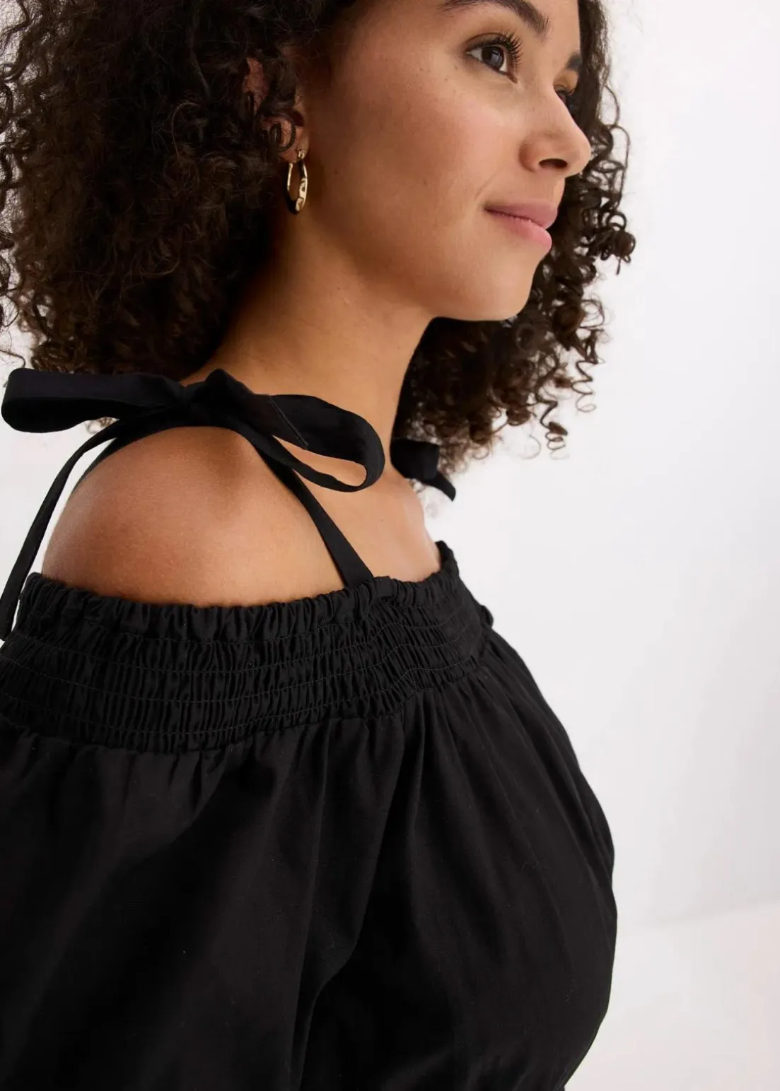 Off-Shoulder-Kleid aus reiner Bio-Baumwolle