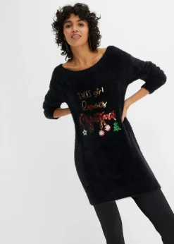 Off-Shoulder-Pullover mit Weihnachtsmotiv