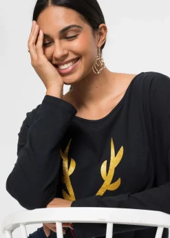 Off-Shoulder-Shirt mit Weihnachtsmotiv