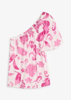 One-Shoulder-Bluse aus strukturierter Viskose