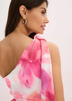 One-Shoulder-Kleid aus glänzendem Satin