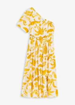 One-Shoulder-Kleid aus strukturierter Viskose