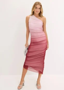 One-Shoulder-Kleid mit Mesheinsatz