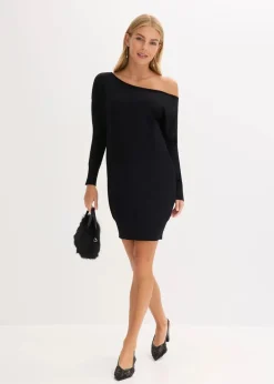 One-Shoulder-Strickkleid