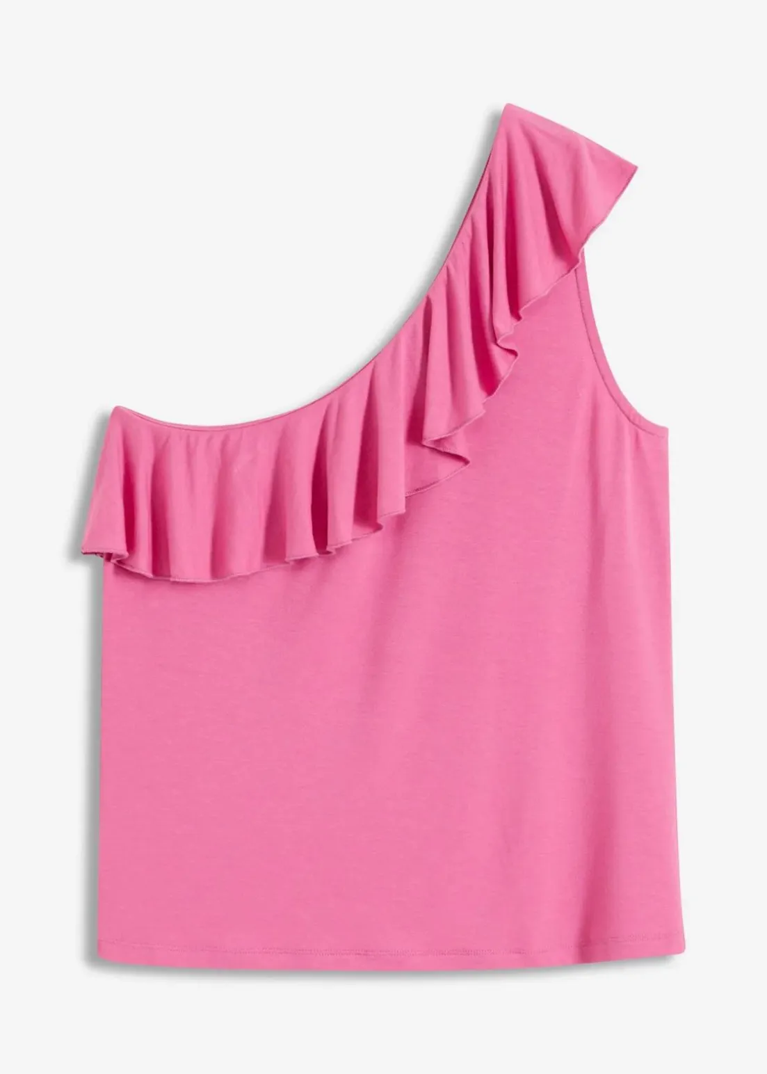 One-Shoulder-Top mit Volant aus softem Viskose-Mix