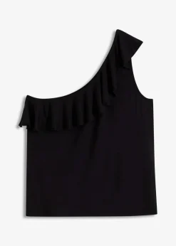 One-Shoulder-Top mit Volant aus softem Viskose-Mix