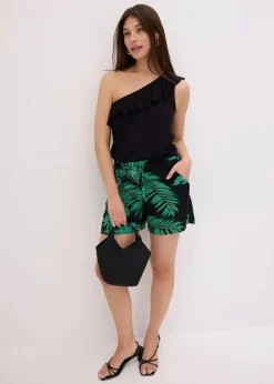 One-Shoulder-Top mit Volant aus softem Viskose-Mix