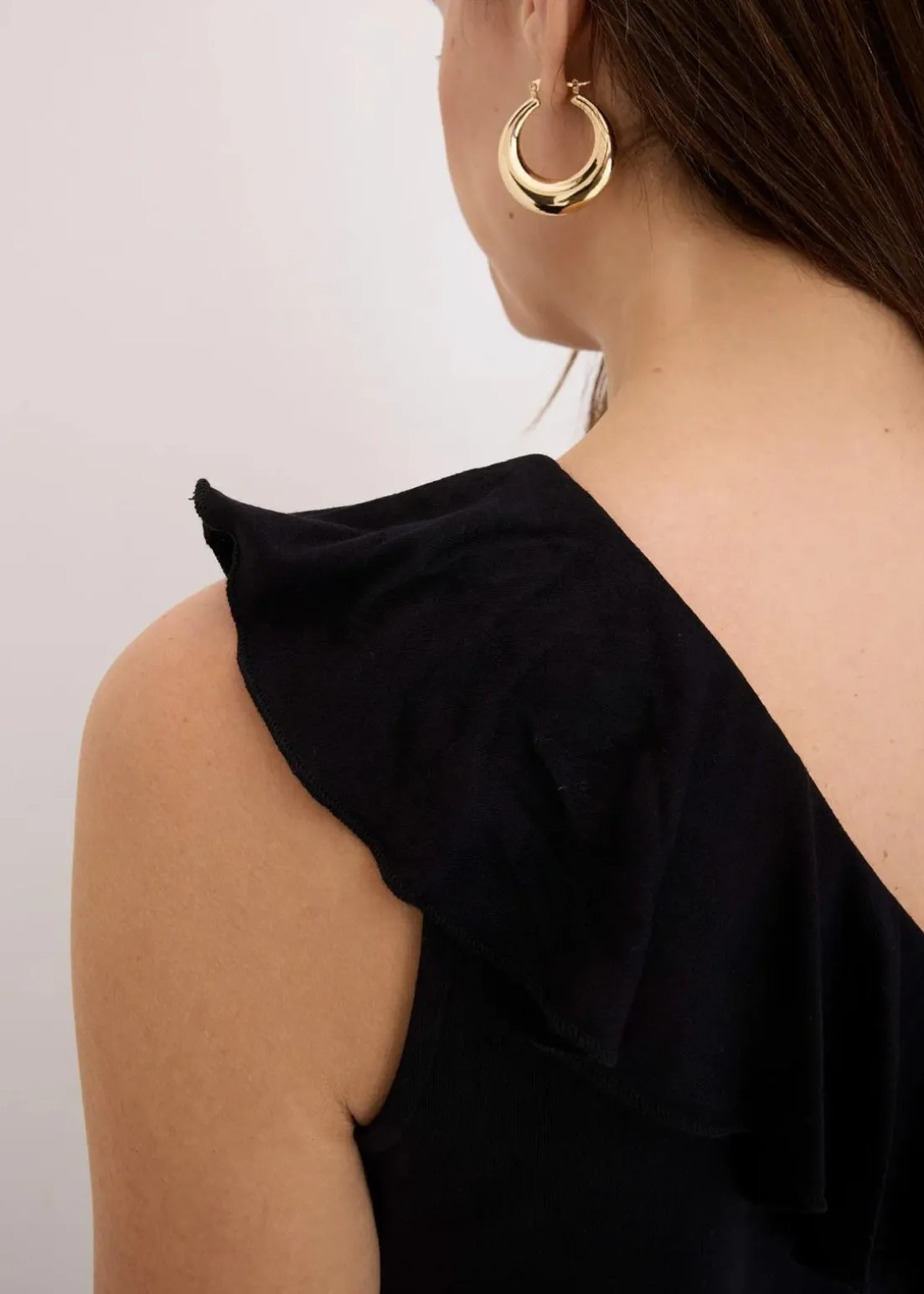 One-Shoulder-Top mit Volant aus softem Viskose-Mix