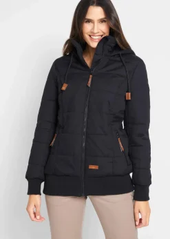 Outdoorjacke mit Lederimitat-Details