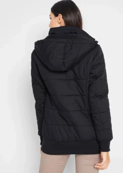 Outdoorjacke mit Lederimitat-Details