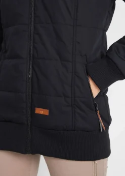 Outdoorjacke mit Lederimitat-Details