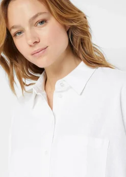 Oversize Halbarmbluse mit Leinen