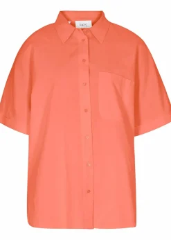 Oversize Halbarmbluse mit Leinen