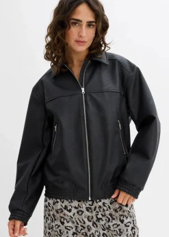 Oversize Lederimitat-Jacke