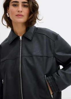 Oversize Lederimitat-Jacke