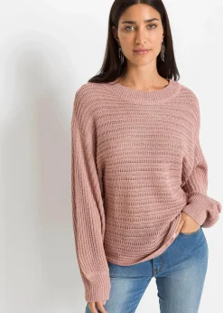 Oversize Lochstrick-Pullover