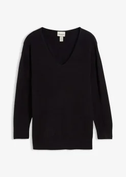 Oversize Longpullover mit Seitenschlitzen