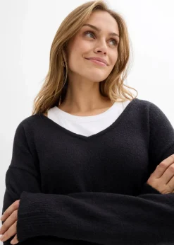 Oversize Longpullover mit Seitenschlitzen