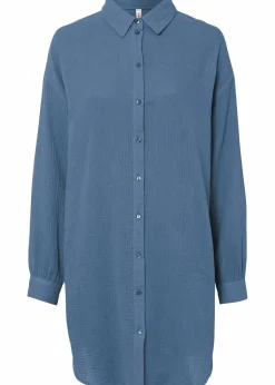 Oversize Musselin-Longbluse