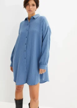 Oversize Musselin-Longbluse