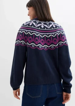 Oversize Norweger-Strickjacke