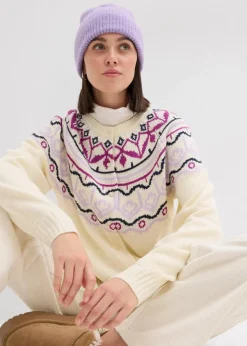 Oversize Norweger-Strickjacke