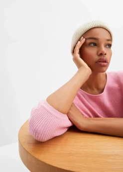 Oversize Ripp-Pullover aus Viskose-Mix