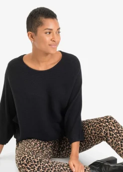 Oversize Ripp-Pullover aus Viskose-Mix