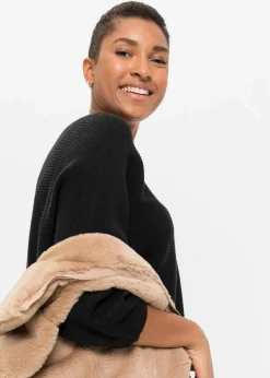 Oversize Ripp-Pullover aus Viskose-Mix