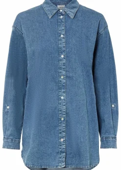 Oversize Stretch-Jeansbluse