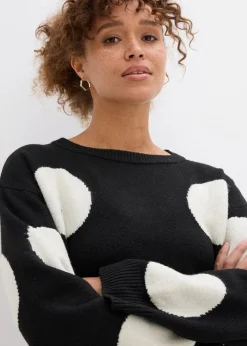 Oversize Strickkleid mit Punkten