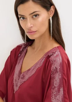 Oversize-Bluse mit Pailletten-Einsatz