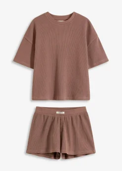 Oversized Loungewear Shorty Hausanzug aus Waffeljersey