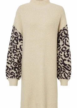 Oversized Strickkleid mit Leomuster